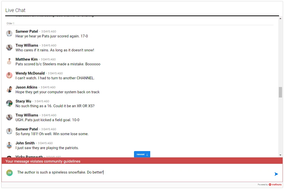 Intelligent Auto Moderation of Live Chat