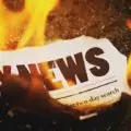 Newspaper on fire